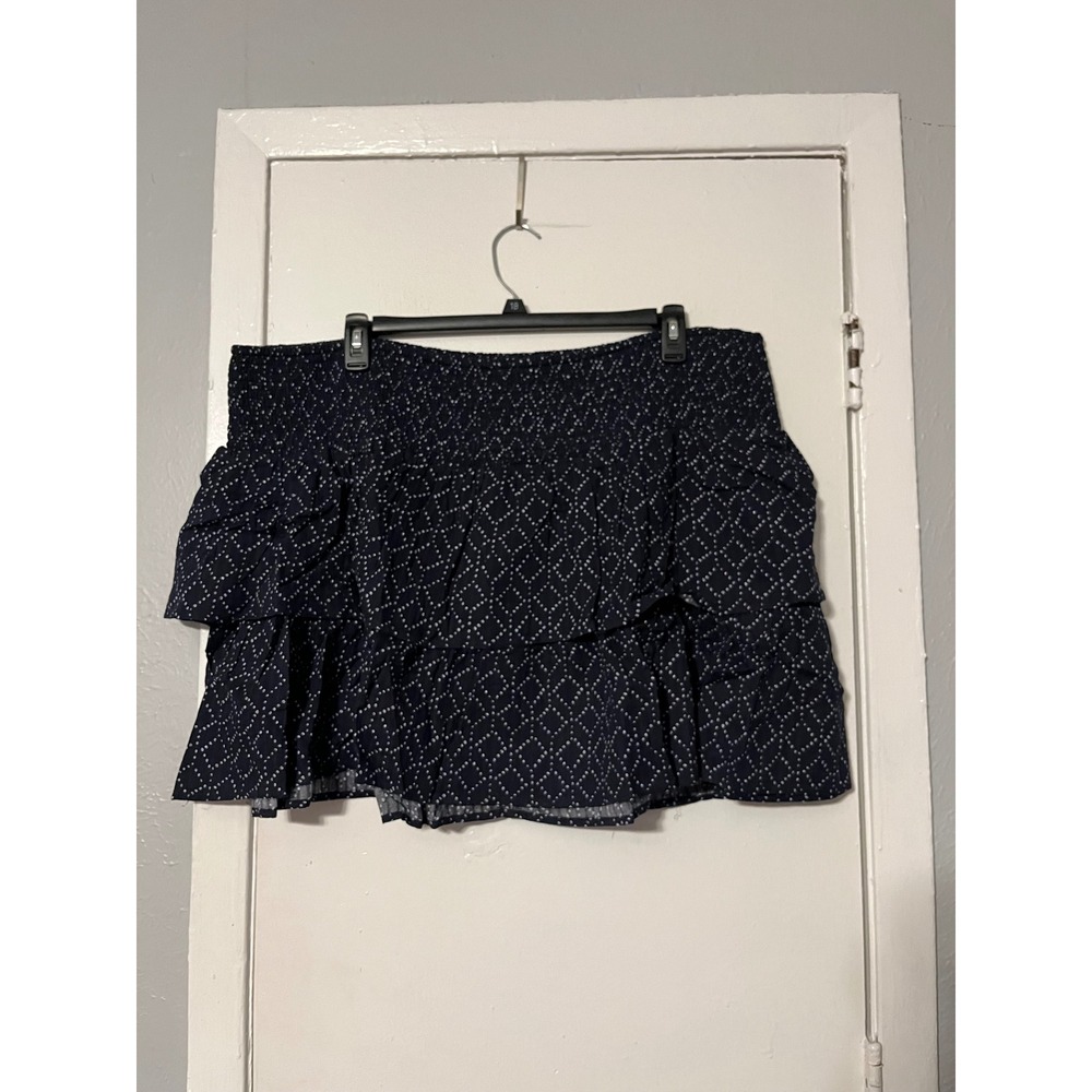 Universal Thread Navy Blue Geometric Tiered Smocked Mini Skirt Plus Size 3X NWT